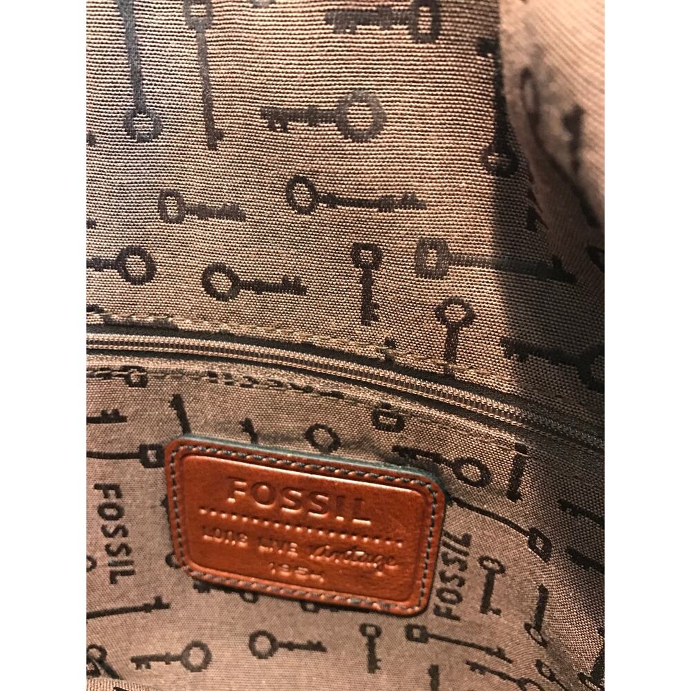 Fossil Vintage Reissue Satchel in Leather and Plaid Tweed Panels - Picture 7 of 11